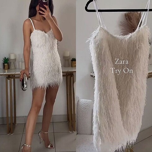 Zara ZARA PÜSKÜLLÜ ELBİSE