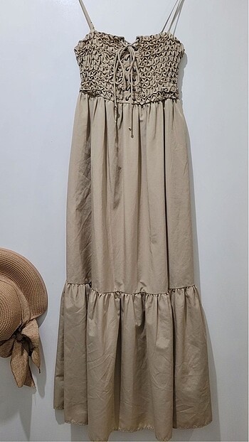 xs Beden camel Renk Zara midi elbise
