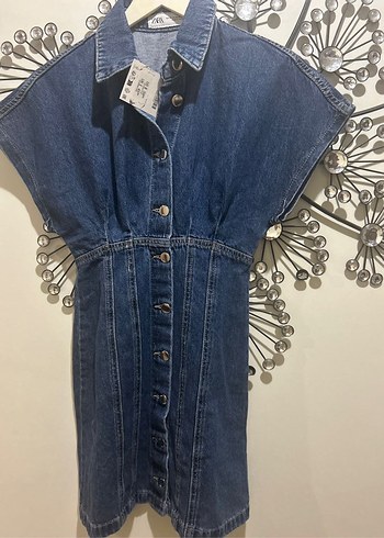 xs Beden pembe Renk Zara Denim Mini Elbise