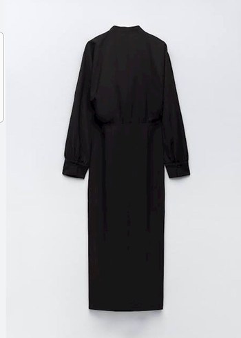 Zara Siyah Yüksek Yakalı Uzun Kadın Elbise