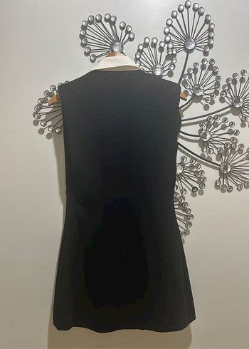 Zara Siyah Düğmeli Mini Deri Elbise