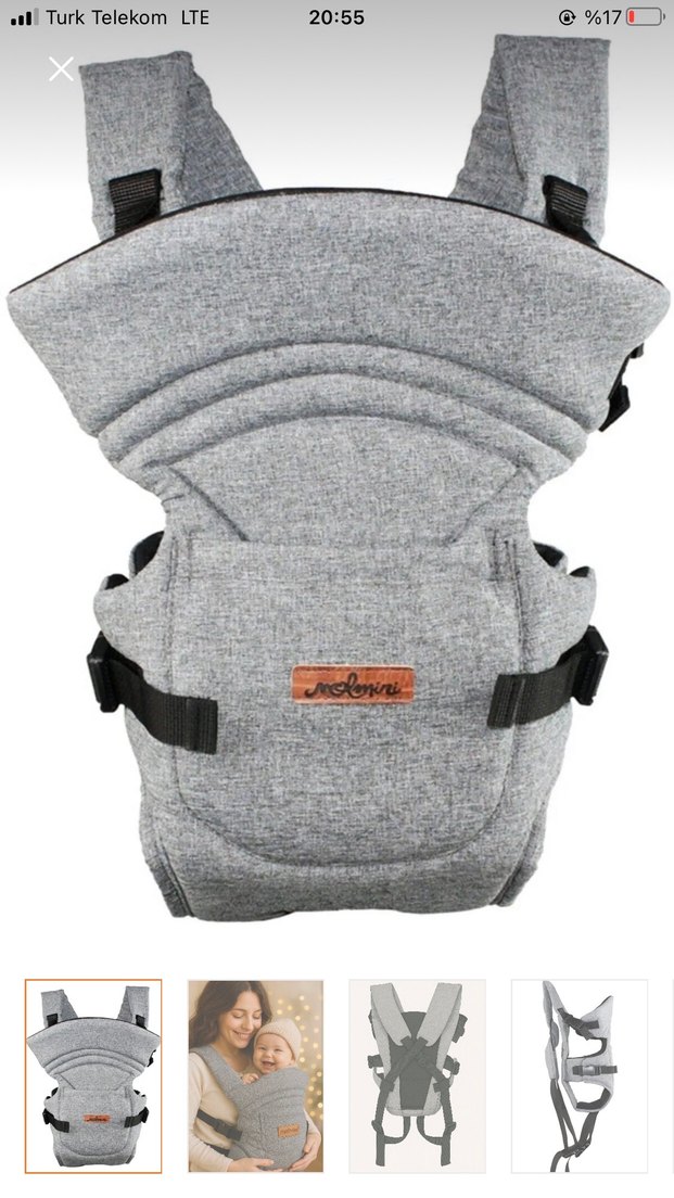 Gri Bebek Taşıyıcı Kanguru - Görsel 4