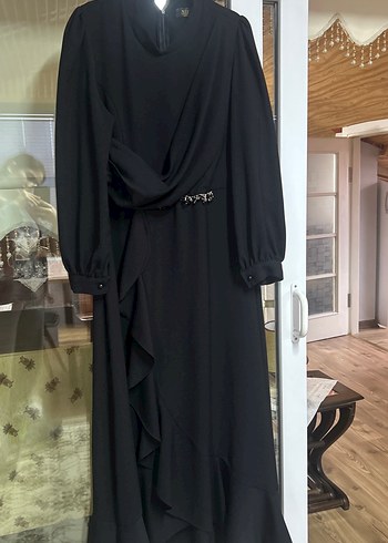 Siyah Uzun Kollu Gotik Kadın Elbise - Görsel 3