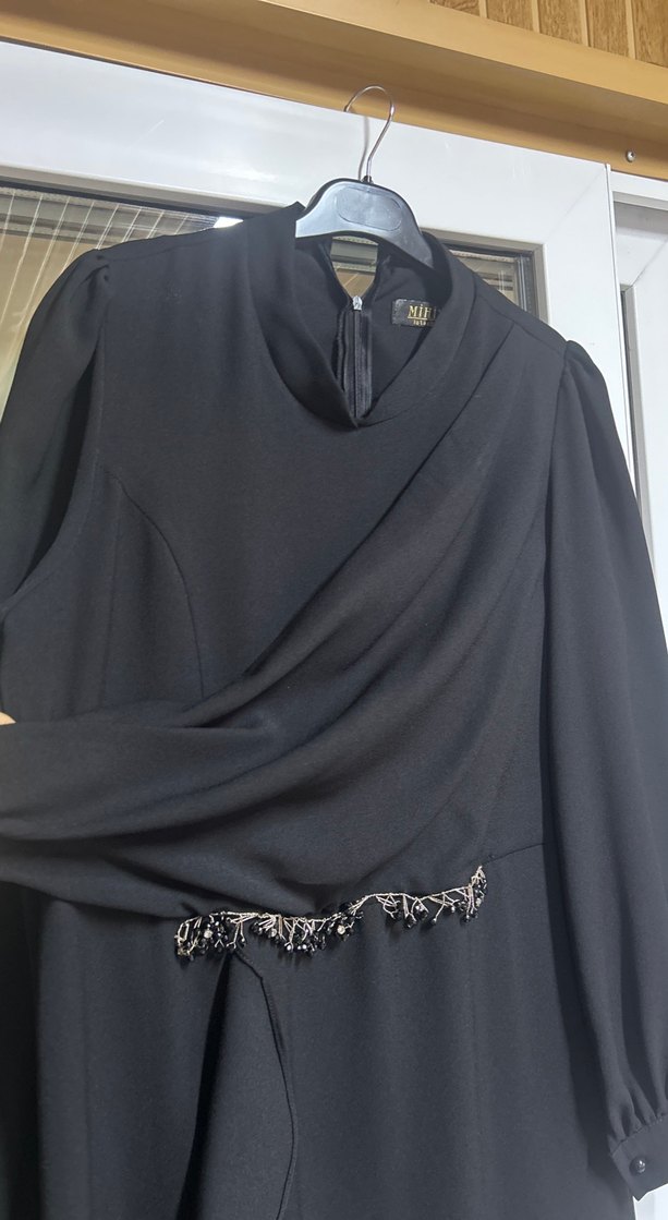 Siyah Uzun Kollu Gotik Kadın Elbise - Görsel 2