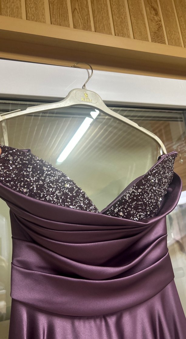 Mor Straplez Uzun Abiye Elbise - Görsel 2