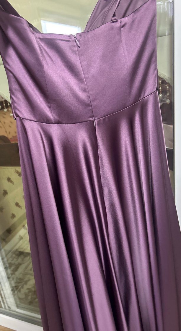 Mor Straplez Uzun Abiye Elbise - Görsel 4