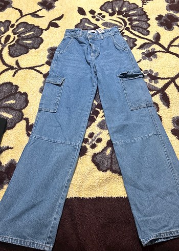 Kadın Koyu Mavi Bol Kesim Denim Pantolon - Görsel 2
