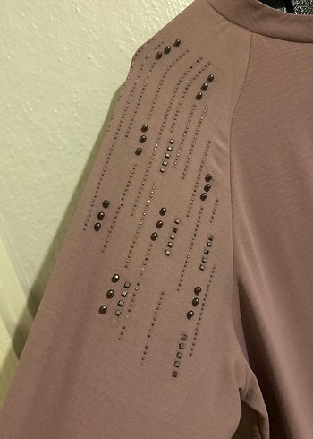 Uzun Kol Drapeli Bej Kadın Tunik - Görsel 2