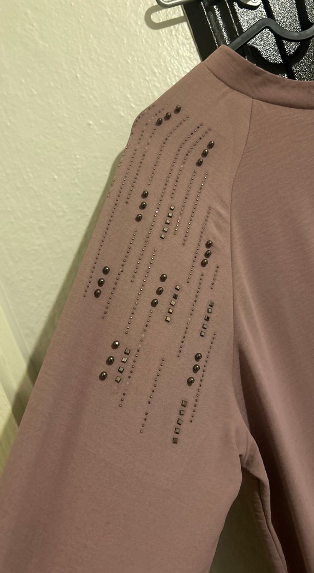 Uzun Kol Drapeli Bej Kadın Tunik - Görsel 2