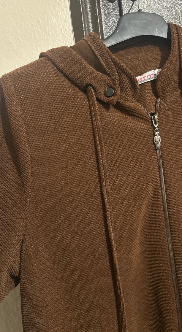 Kadın Kahverengi Uzun Kapüşonlu - Görsel 2