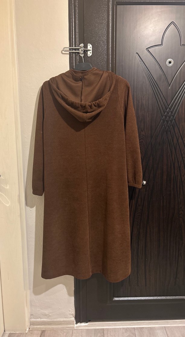 Kadın Kahverengi Uzun Kapüşonlu - Görsel 5