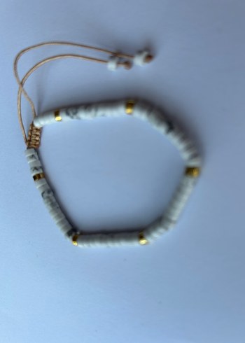 Accessorize Beyaz Turkuaz Doğal Taş Boncuklu Minimalist Kadın Bileklik
