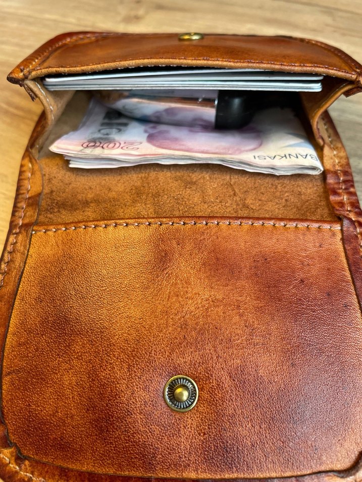 Kahverengi Parlak Hakiki Deri Cüzdan - Görsel 3