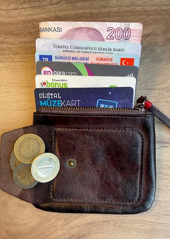  Beden Kahverengi Hakiki Deri Kadın Cüzdanı Fermuarlı