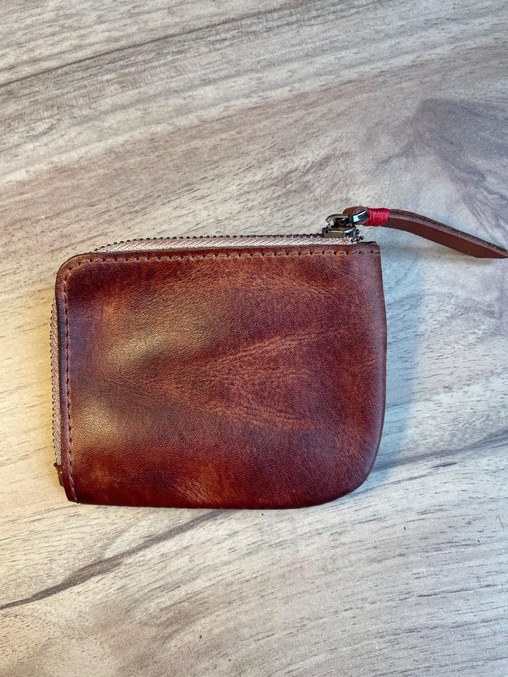 Kahverengi Hakiki Deri Fermuarlı Vintage Cüzdan - Görsel 2