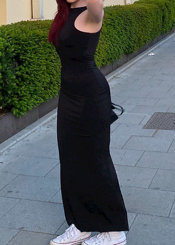 Kadın Siyah Uzun Elbise - Görsel 2