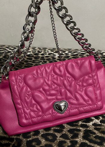 Zincir Detaylı Pembe Deri Kadın Çanta - Görsel 2