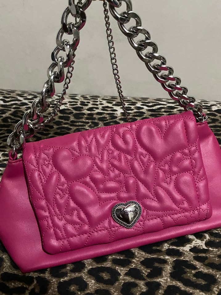 Zincir Detaylı Pembe Deri Kadın Çanta - Görsel 2