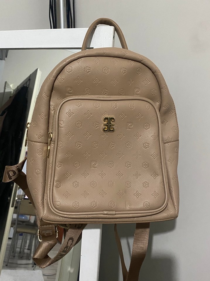 Bej Deri Kadın Sırt Çantası - Görsel 4