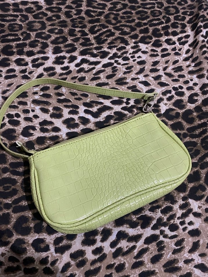 Yeşil Yılan Desenli Deri Kadın Çanta - Görsel 3