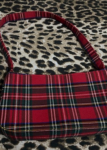 Kırmızı Ekose Desenli Kadın Omuz Çantası - Görsel 2