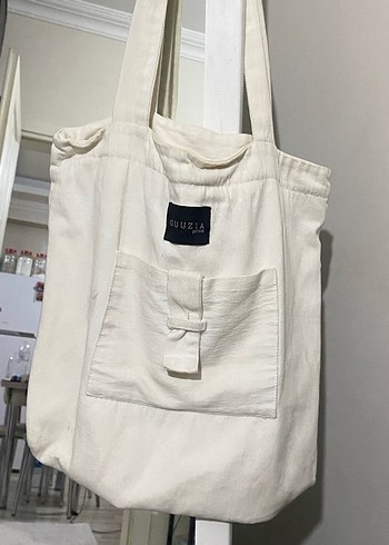Beyaz Keten Kadın Omuz Çantası - Görsel 3