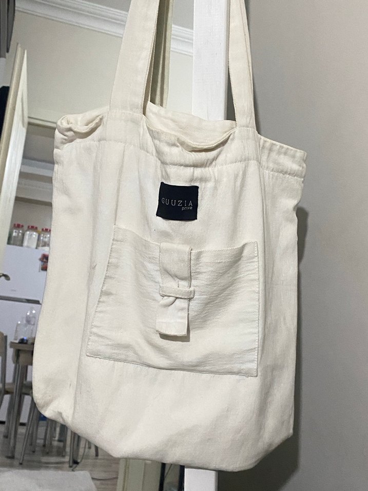 Beyaz Keten Kadın Omuz Çantası - Görsel 3