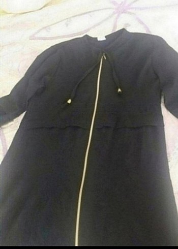 44 Beden Uzun Siyah Fermuarlı Kadın Kaban ferace