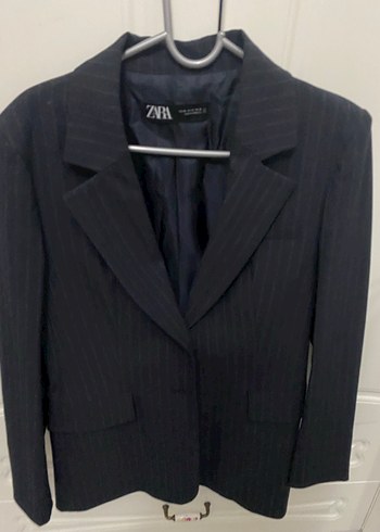 Zara Gri Çizgili Kadın Ceket - Görsel 3