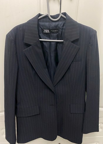 Zara Gri Çizgili Kadın Ceket - Görsel 5