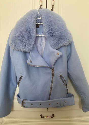 Mavi Peluş Detaylı Kadın Ceket - Görsel 2