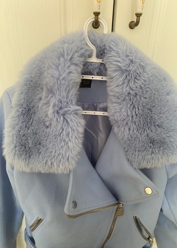 Mavi Peluş Detaylı Kadın Ceket - Görsel 5