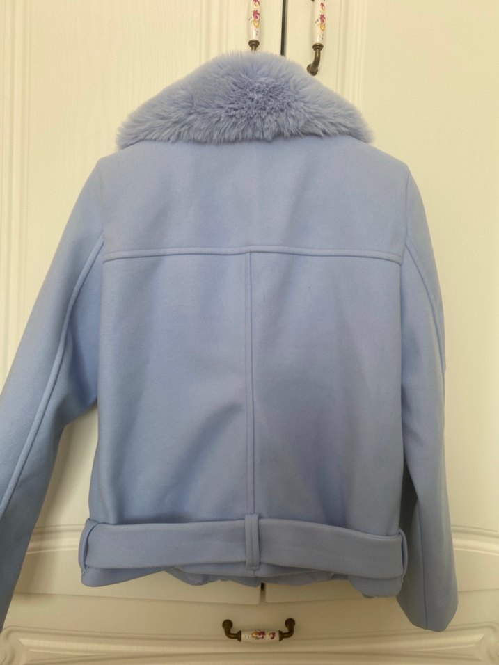 Mavi Peluş Detaylı Kadın Ceket - Görsel 4