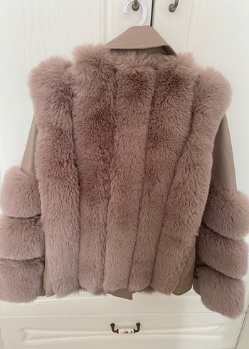 Bej Kürk Detaylı Deri Kadın Mont - Görsel 4