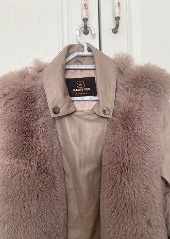 Bej Kürk Detaylı Deri Kadın Mont - Görsel 2