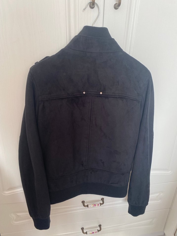 Siyah Kadın Süet Biker Ceket - Görsel 3