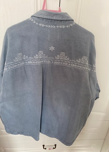 Zara mavi Desenli Kadın Denim Ceket - Görsel 4