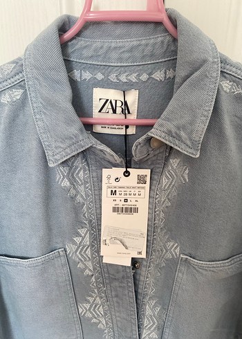 Zara mavi Desenli Kadın Denim Ceket - Görsel 2