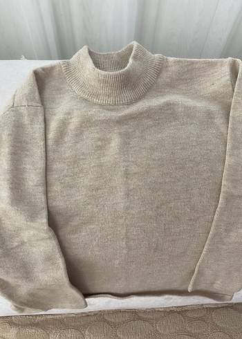 Bej Kadın Keten Triko Sweatshirt - Görsel 3