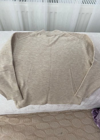 Bej Kadın Keten Triko Sweatshirt - Görsel 4