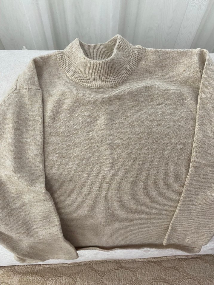 Bej Kadın Keten Triko Sweatshirt - Görsel 3
