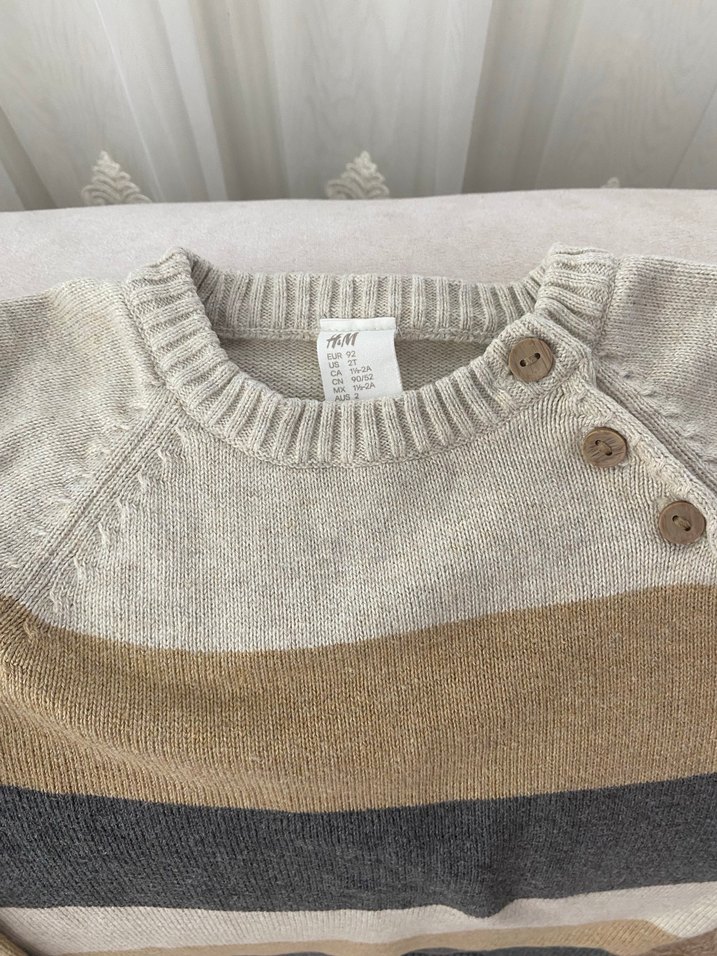 Erkek Çocuk Çizgili Örgü Kazak - Görsel 2