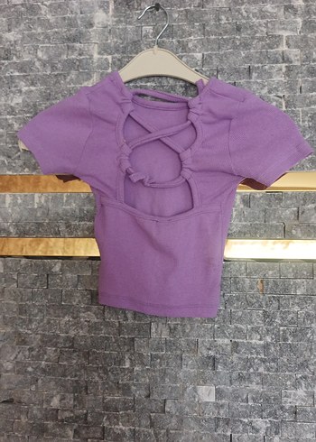 Kız Çocuk Mor Kısa Kollu Tişört - Görsel 3