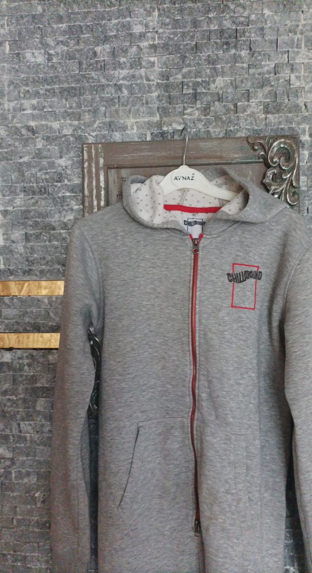 Gri Fermuarlı Uzun Kollu Hamile Tulumu - Görsel 4