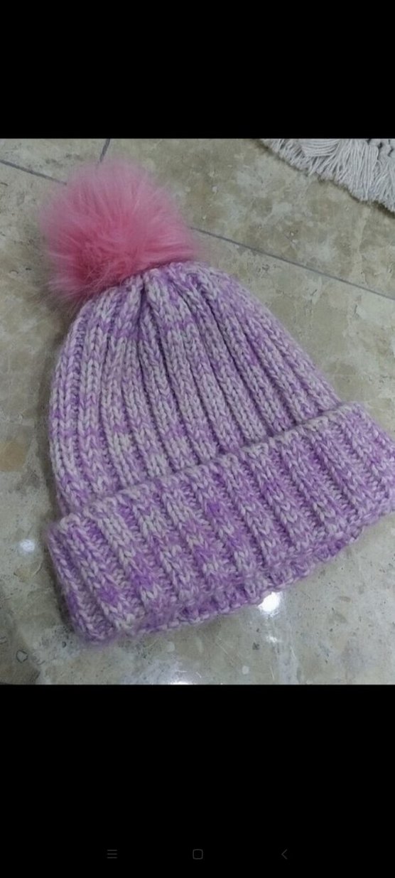 Mor Triko Kadın Bere Püsküllü - Görsel 2