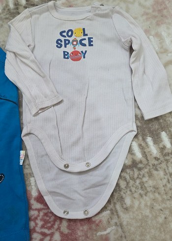 Mavi Erkek Bebek Kolsuz Tulum ve Uzun Kollu Body - Görsel 3