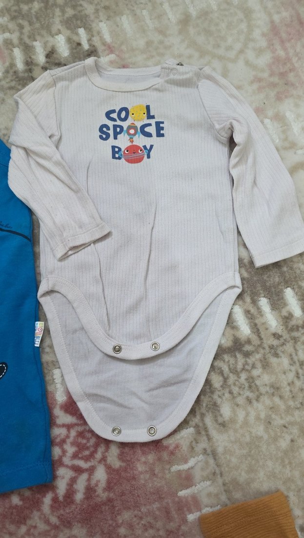 Mavi Erkek Bebek Kolsuz Tulum ve Uzun Kollu Body - Görsel 3