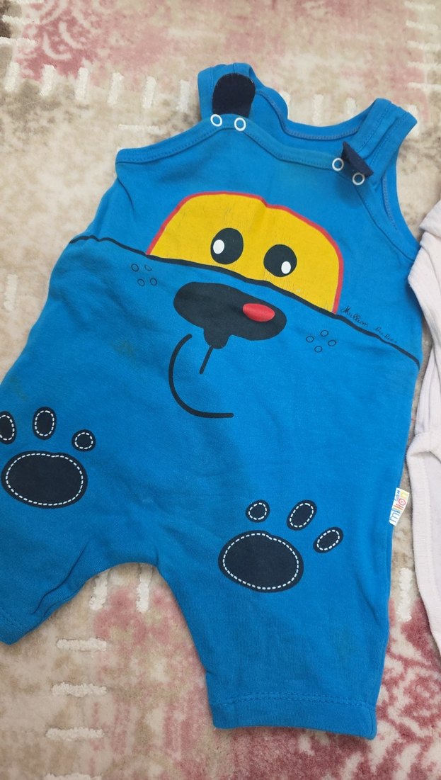 Mavi Erkek Bebek Kolsuz Tulum ve Uzun Kollu Body - Görsel 4