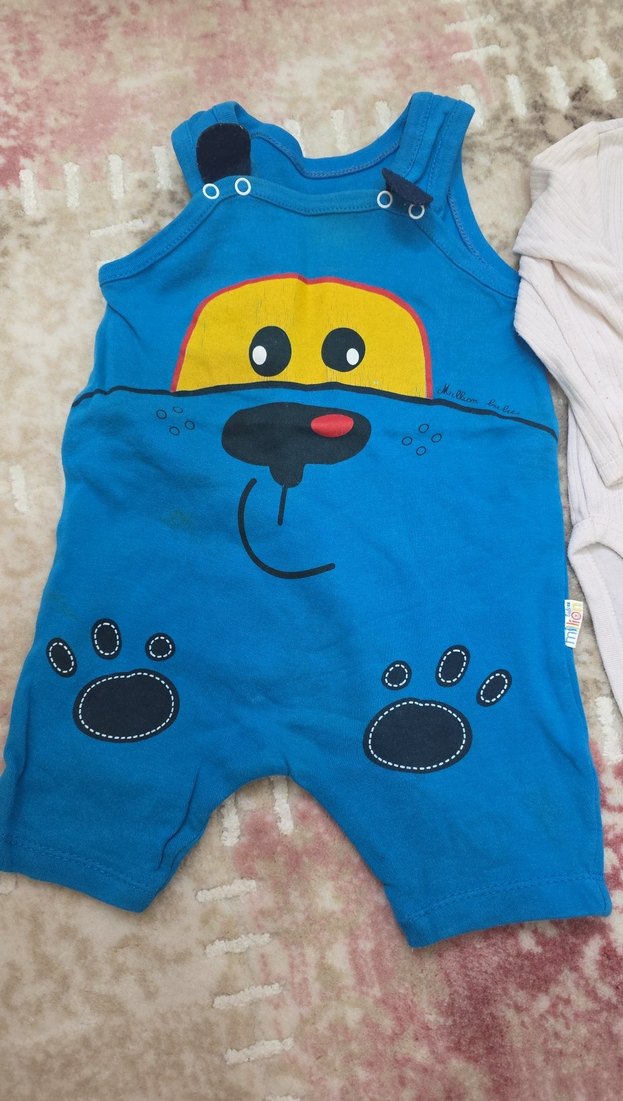 Mavi Erkek Bebek Kolsuz Tulum ve Uzun Kollu Body - Görsel 2