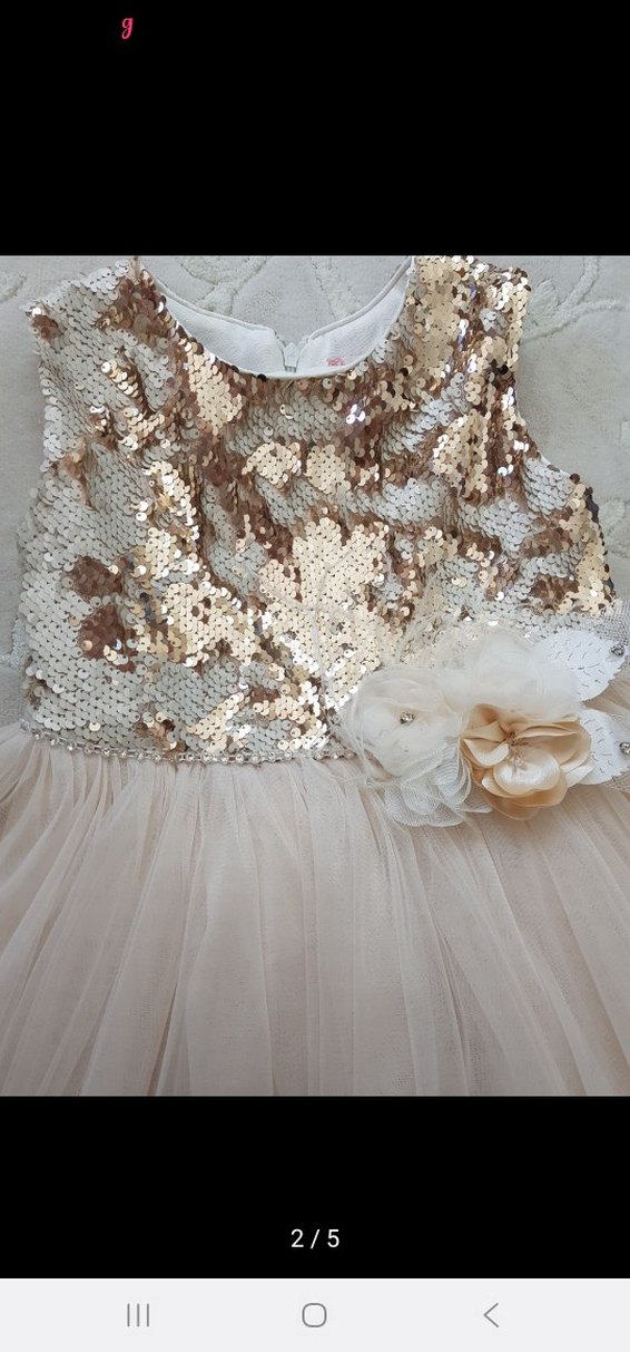 Monita kids Kız Çocuk Bej Payetli Fırfırlı Elbise - Görsel 2